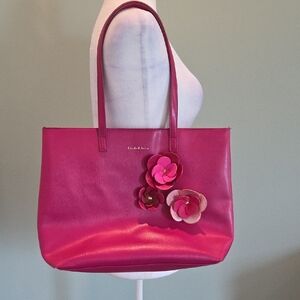 Elizabeth Arden Tote Bag Pink With 3D Floral Appliques 16" X 12"